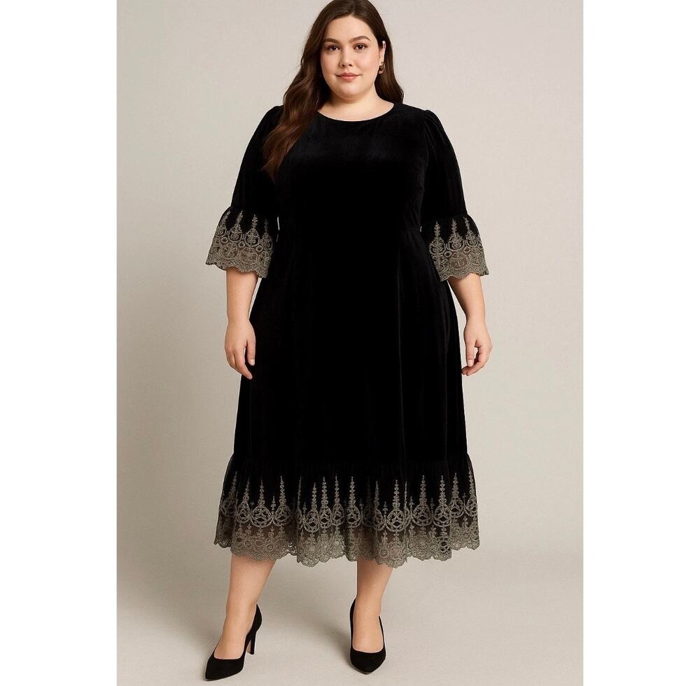 Tuckernuck Pomander Place Black Velvet Lilith Lillith Dress XXL Holiday Elegant